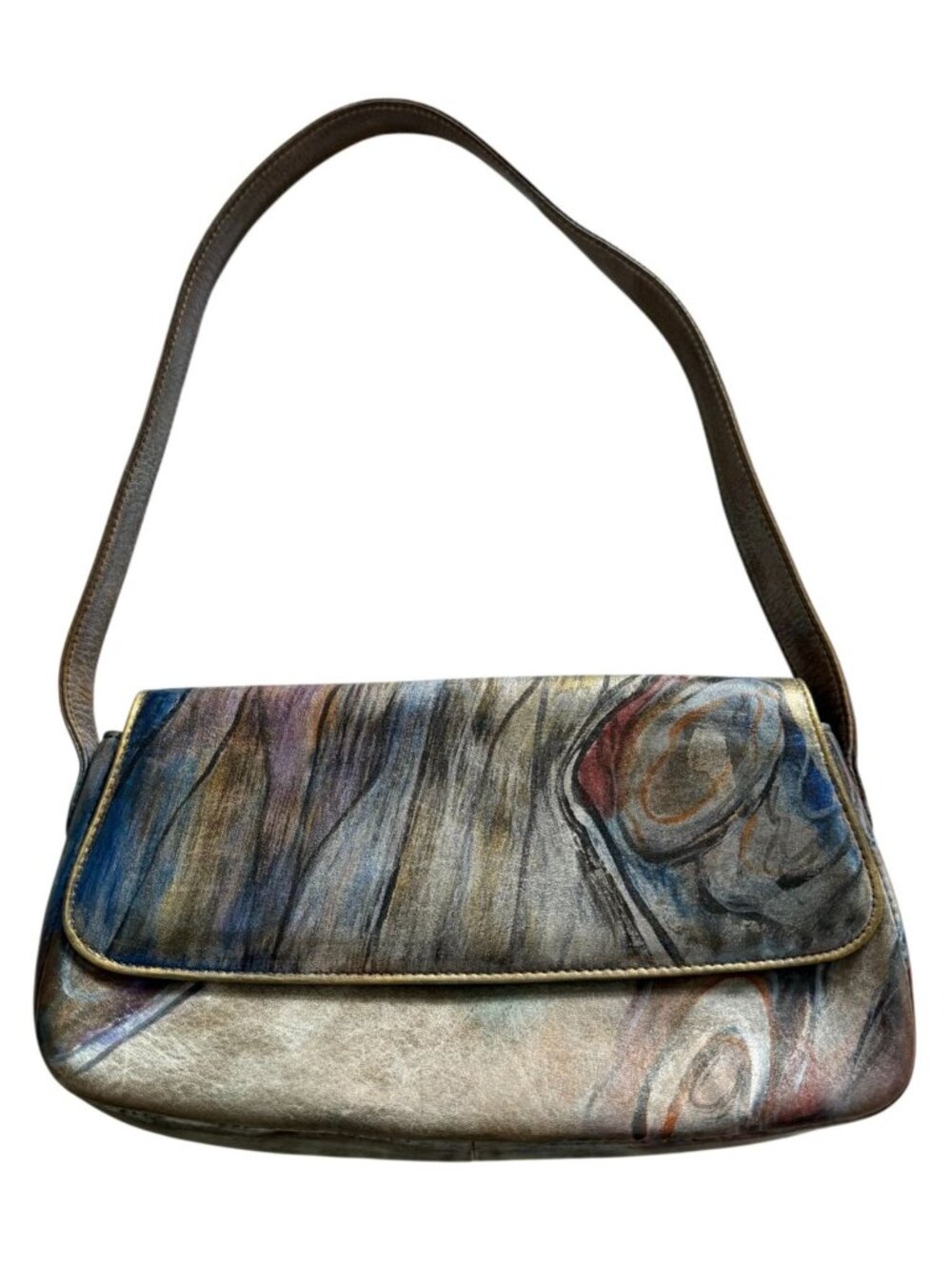 Jane Yoo Wearable Art Hand Painted Leather Shoulder Bag Signed Purse